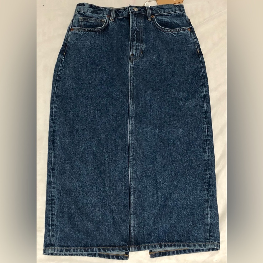 Reformation Denim Midi Skirt - Blue